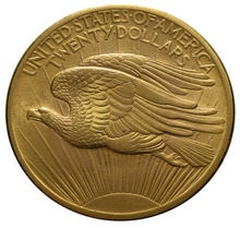 1907 $20 Double Eagle St Gaudens Gold coin - No Motto, Philadelphia