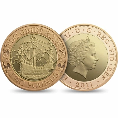 2011 £2 Two Pound Proof Gold Coin: Mary Rose