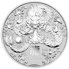 2024 Year of the Dragon Silver Coin 2oz Perth Mint Australian Lunar Series
