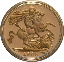 1998 Gold Half Sovereign Elizabeth II Fourth Head - Proof no box