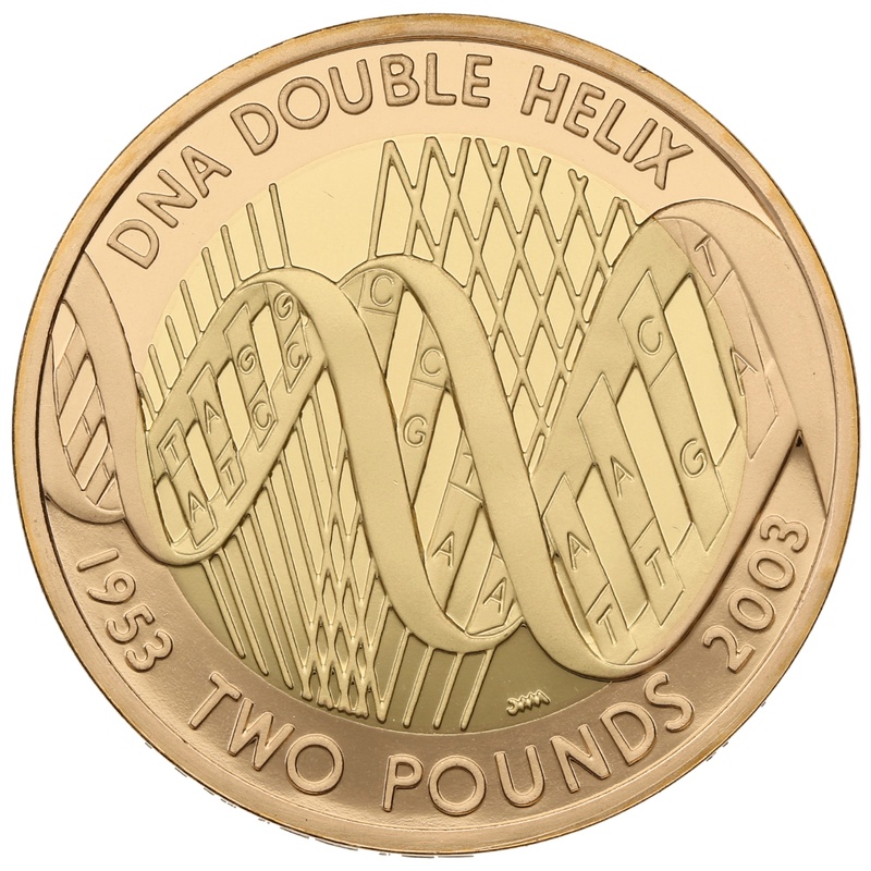 2003 £2 Two Pound Proof Gold Coin: DNA Double Helix