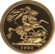 1993 Gold Half Sovereign Elizabeth II third Head - Proof no box