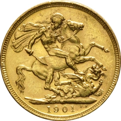 1901 Gold Sovereign Coin Queen Victoria Old Head Melbourne