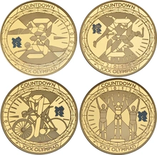 Countdown to London 2012 Gold Proof £5 Crown four coin set Boxed