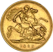 1896 Gold Half Sovereign - Victoria Old Head - London