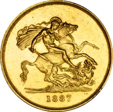 1887 - Victoria Jubilee Gold Five Pound £5 Gold Coin NGC AU55