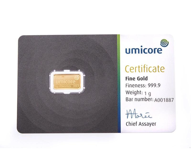 Umicore 1 Gram Gold Bar