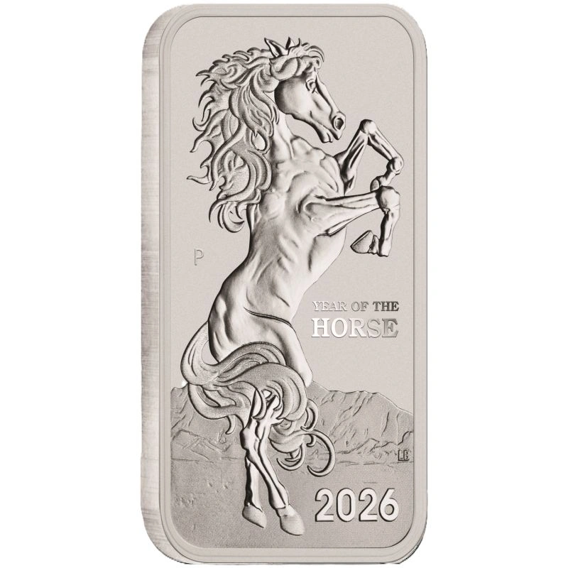 2026 Year of the Horse Perth Mint 1oz Lunar Horse Silver Rectangular Coin