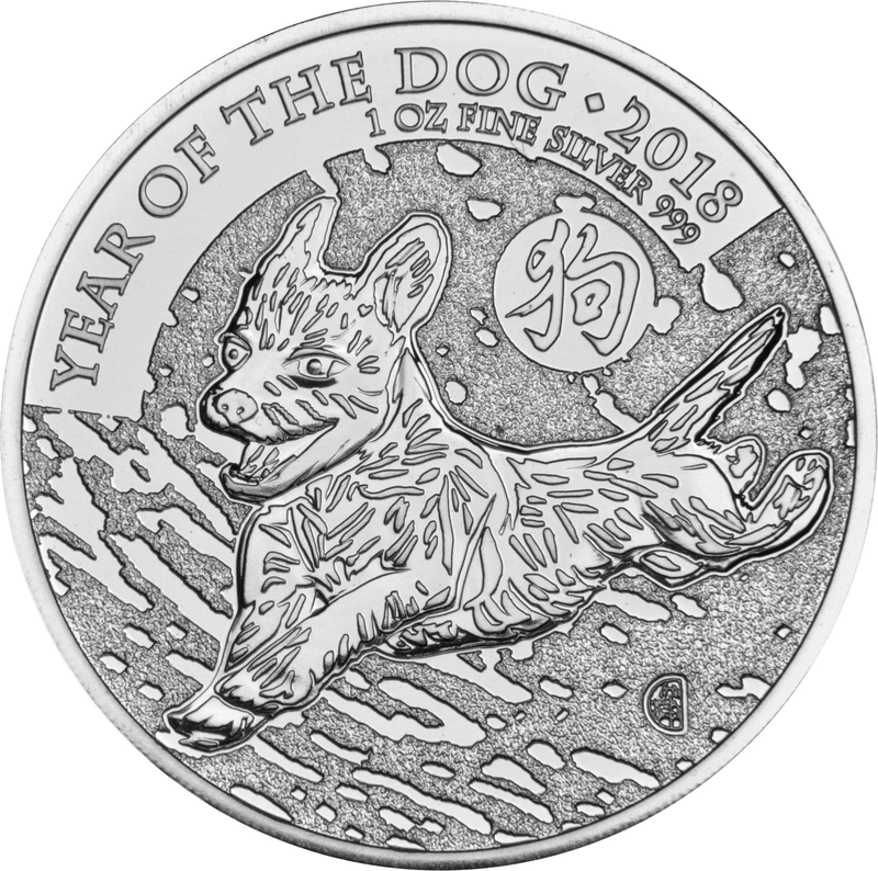 2018 Year of the Dog Silver Coin 1oz Royal Mint Lunar Series
