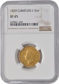 1829 Gold Sovereign - George IV Bare Head NGC XF45