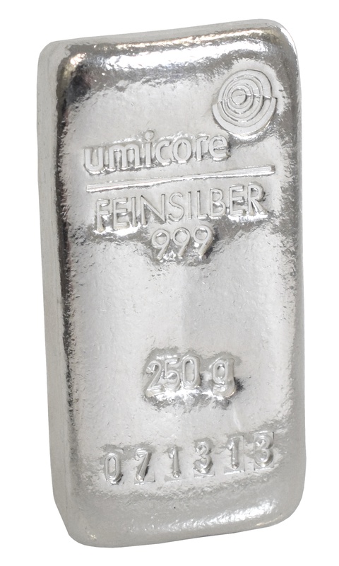 Umicore 250 Gram Silver Bullion Bar
