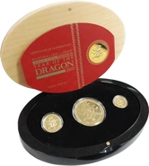 Three Coin proof Set Australian Lunar Year of the Dragon 2012 Boxed