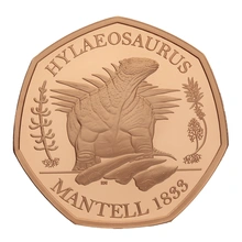 2020 Dinosaurs Collection Hylaeosaurus Fifty Pence 50p Proof Gold Coin Boxed