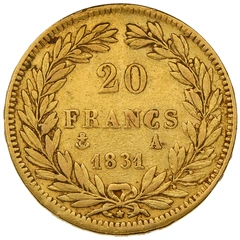 1831 20 French Francs Gold Coin Louis-Philippe Raised Rim Lettering A