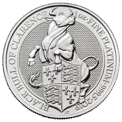 2019 1oz Black Bull of Clarence Platinum Coin Queen's Beasts