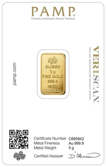 PAMP 5 Gram Gold bar Minted