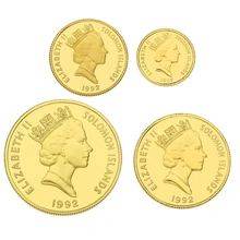 1992 Solomon Islands 50th Anniversary Battle of Coral Sea 4-Coin Gold Proof Set Boxed