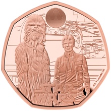 2024 Star Wars - Han Solo & Chewbacca Fifty Pence 50p Proof Gold Coin Boxed