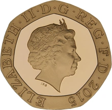 2015 Proof Gold 20p Coin Royal Shield Fourth Portrait
