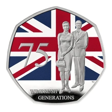 2023 75 Years of the Windrush Generation Fifty Pence Proof Colour Silver Coin Boxed
