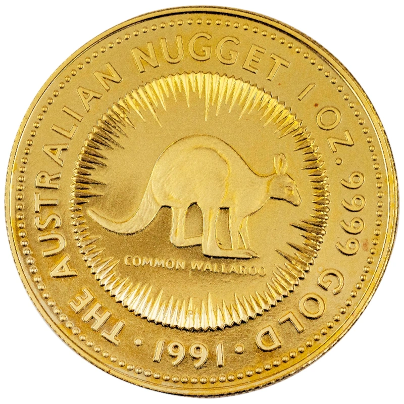 1991 Australian Kangaroo Gold Nugget Coin 1oz