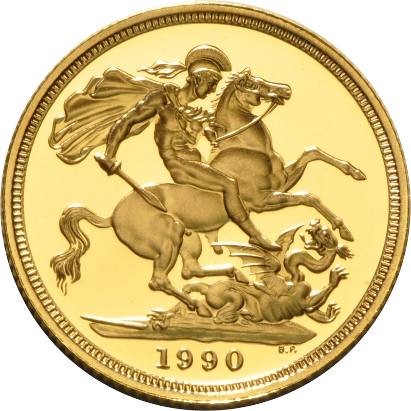 1990 Proof Gold Sovereign Coin Elizabeth II Third Head