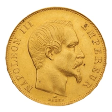 1857 50 French Francs Gold Coin Napoleon III A