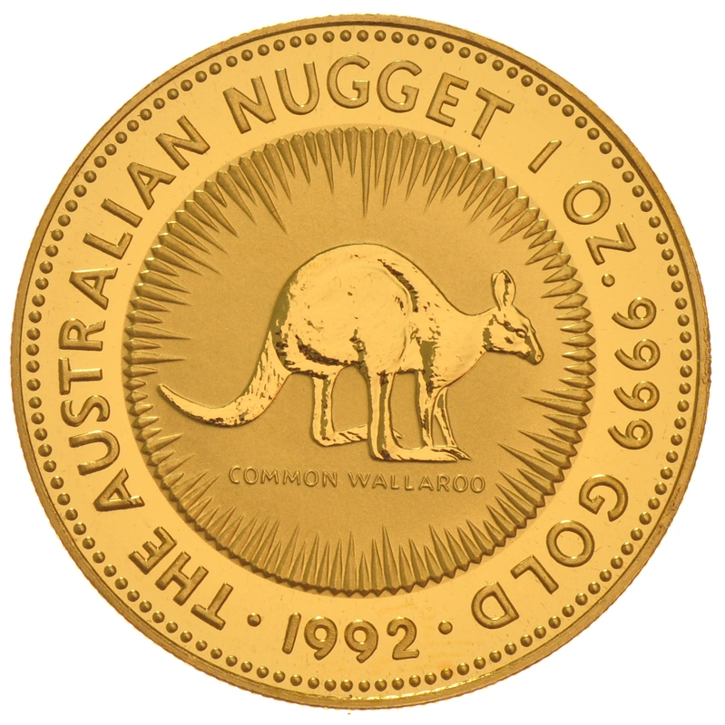 1992 Australian Kangaroo Gold Nugget Coin 1oz