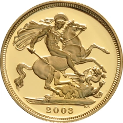 2003 Proof Gold Sovereign Coin Elizabeth II Fourth Head