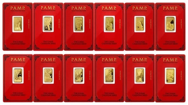 PAMP Complete Lunar Calendar Set 12 x 5 Gram Gold Bars