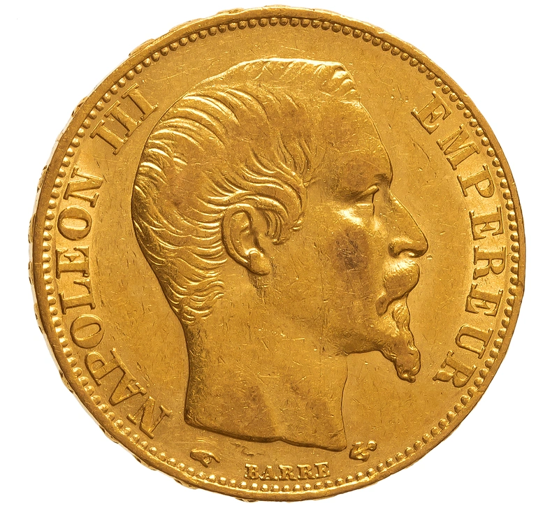 1857 20 French Francs Gold Coin Napoleon III A