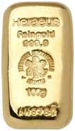 Heraeus 100 Gram Gold Bullion Cast Bar
