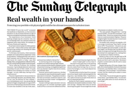 Real wealth in your hands - Physical gold bullion
