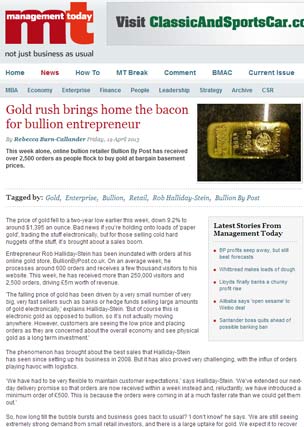 Gold Rush Brings Home the Bacon for Bullion Entrepeneur
