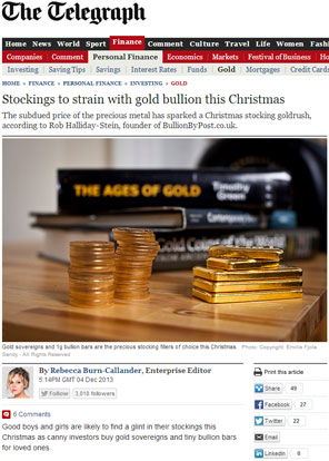 Stockings to strain with gold bullion this Christmas